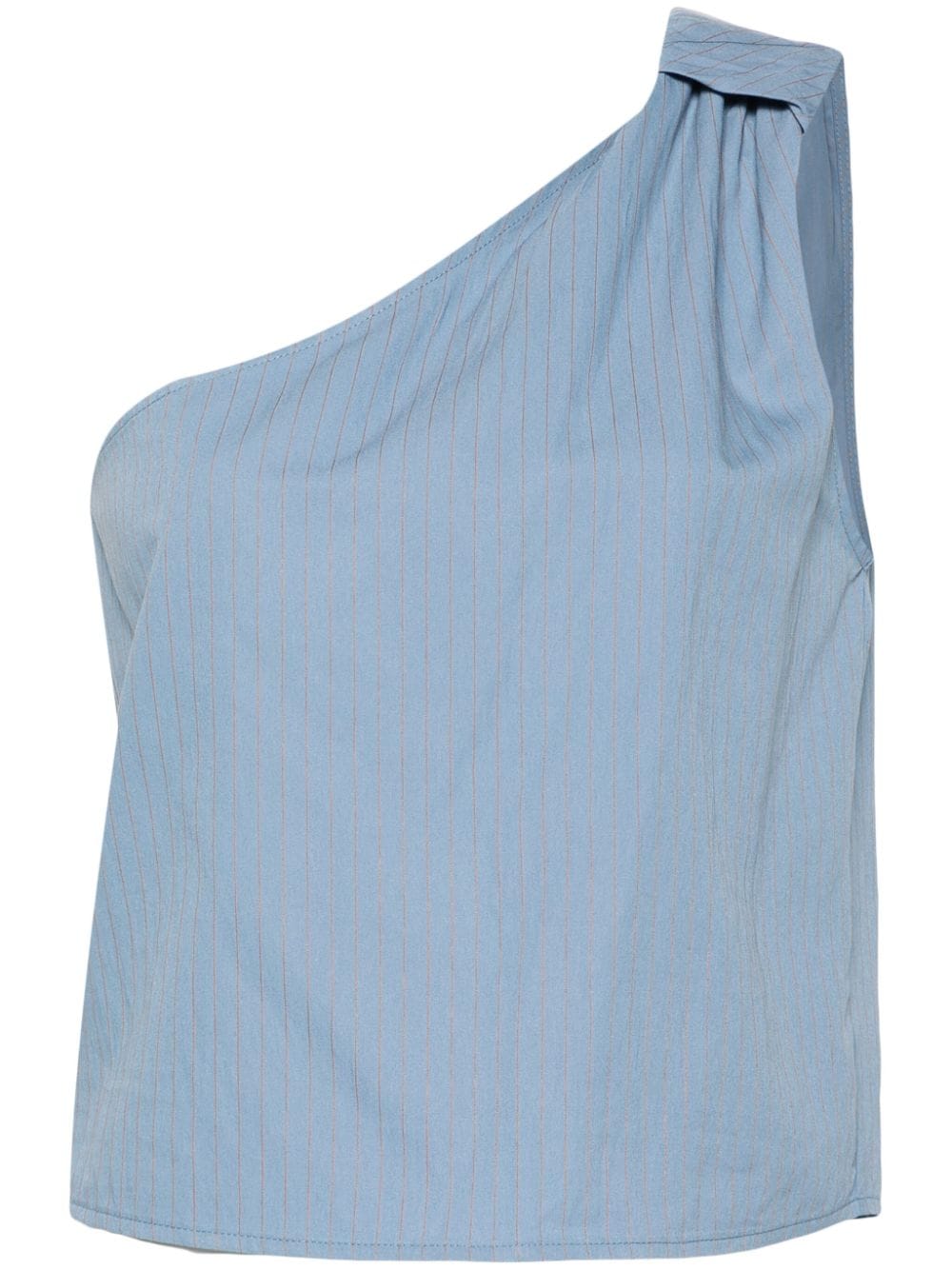 Shop Federica Tosi Striped One-shoulder Top In Blue