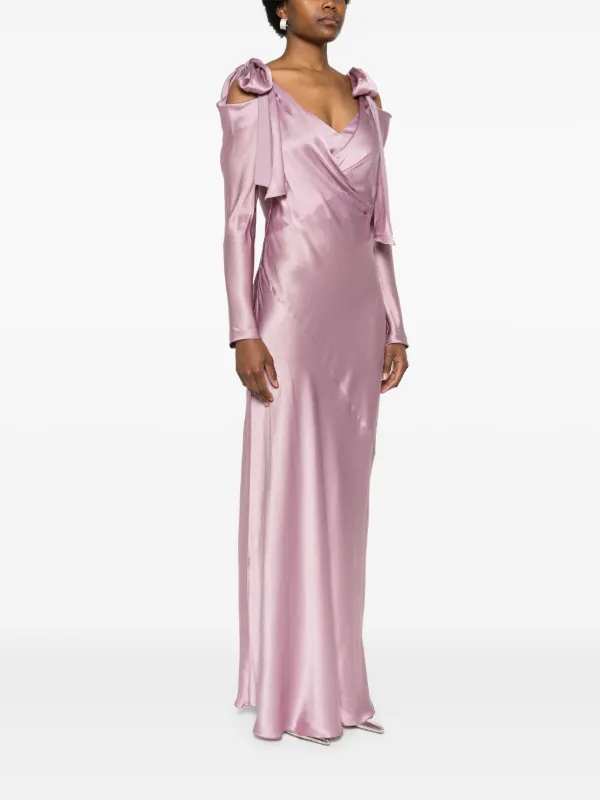 Alberta Ferretti Satin Draped Maxi Dress | Pink | FARFETCH