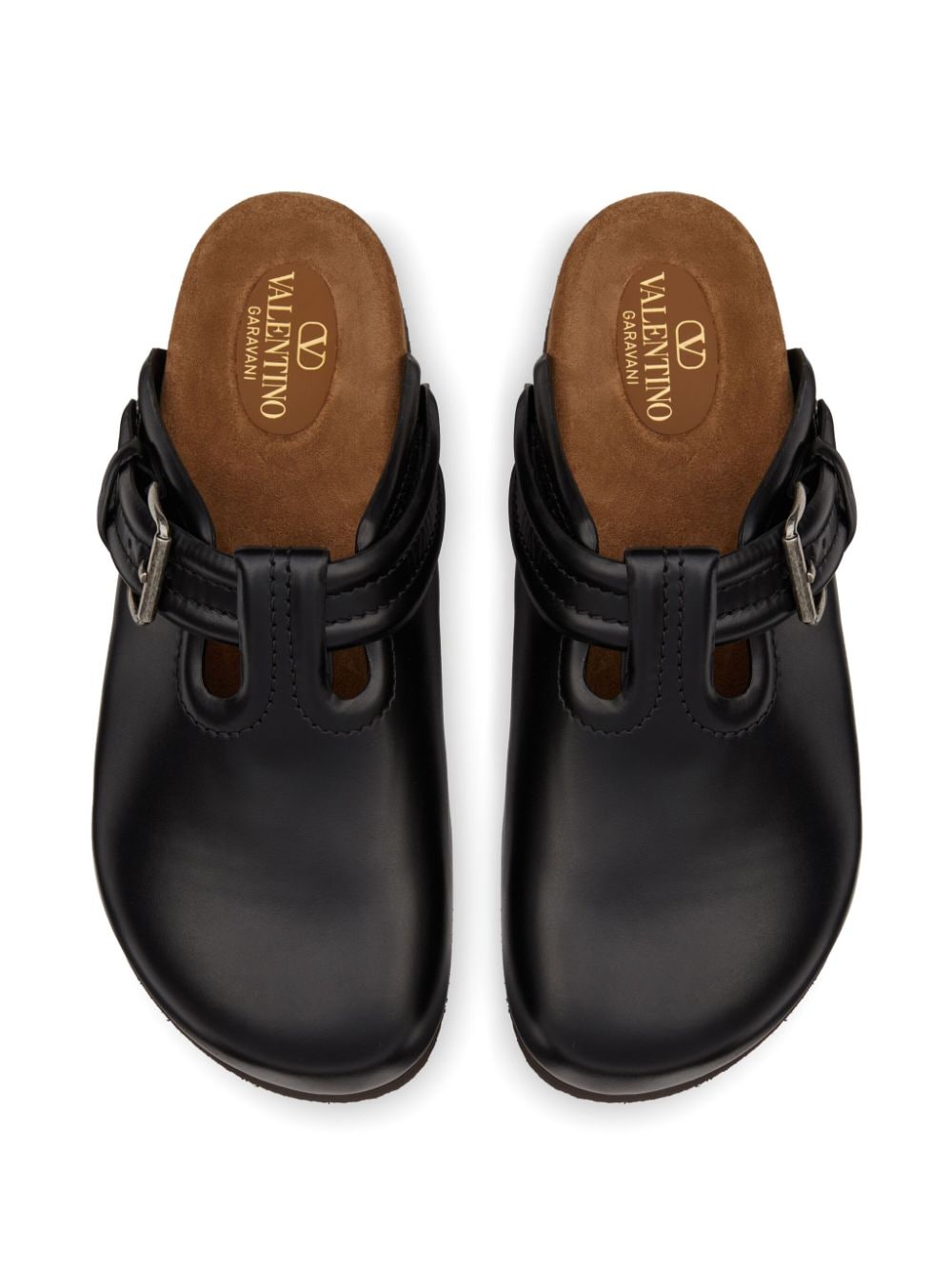 Valentino Garavani Leren slippers Zwart