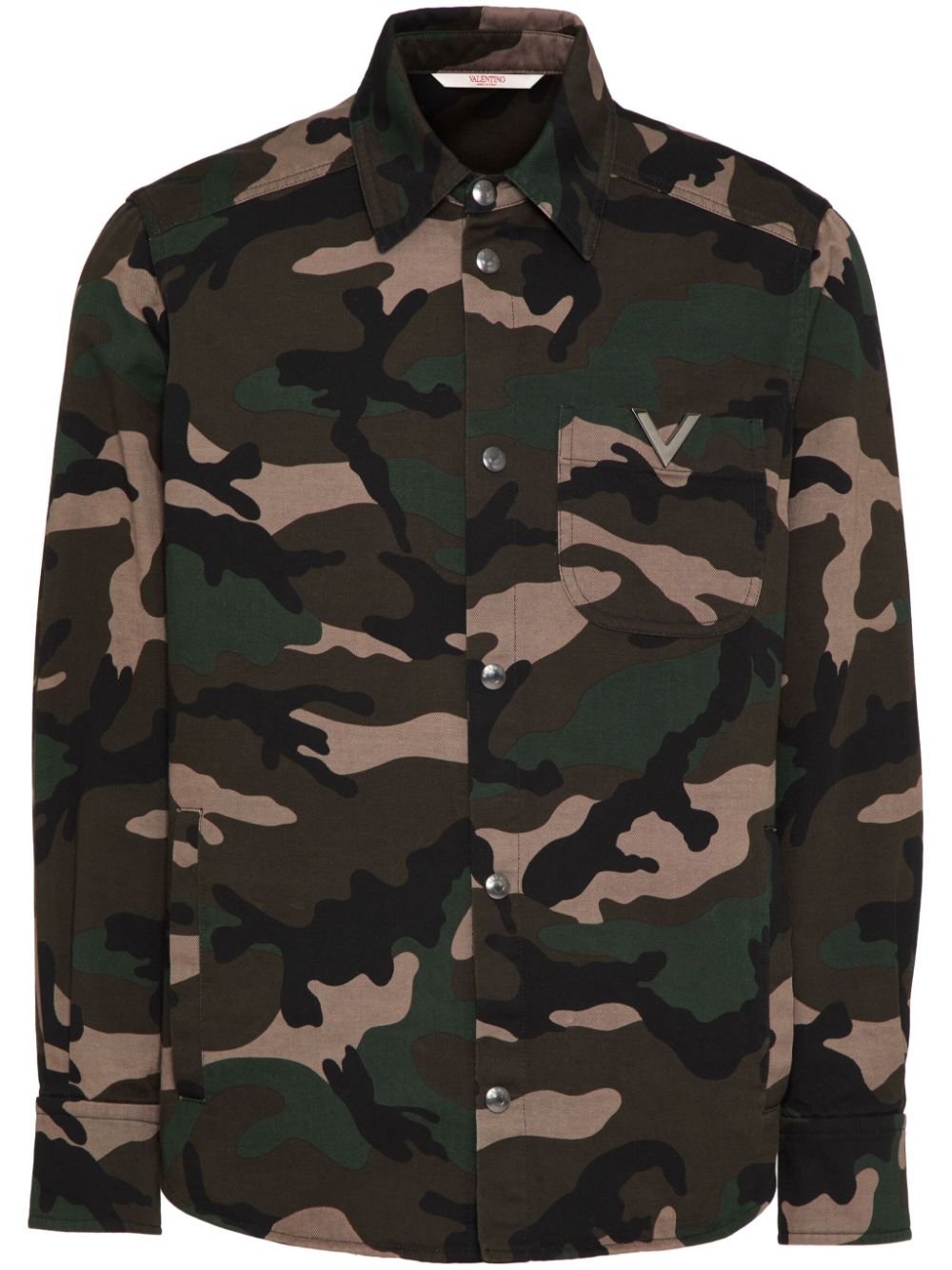Valentino Camouflage-pattern Cotton Jacket In Green
