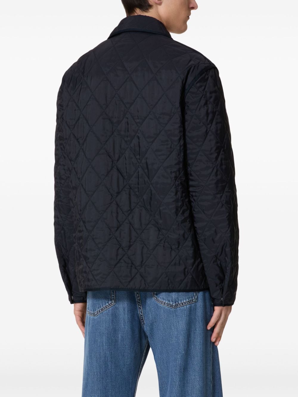 Shop Valentino Logo-appliqué Quilted Jacket In Blue