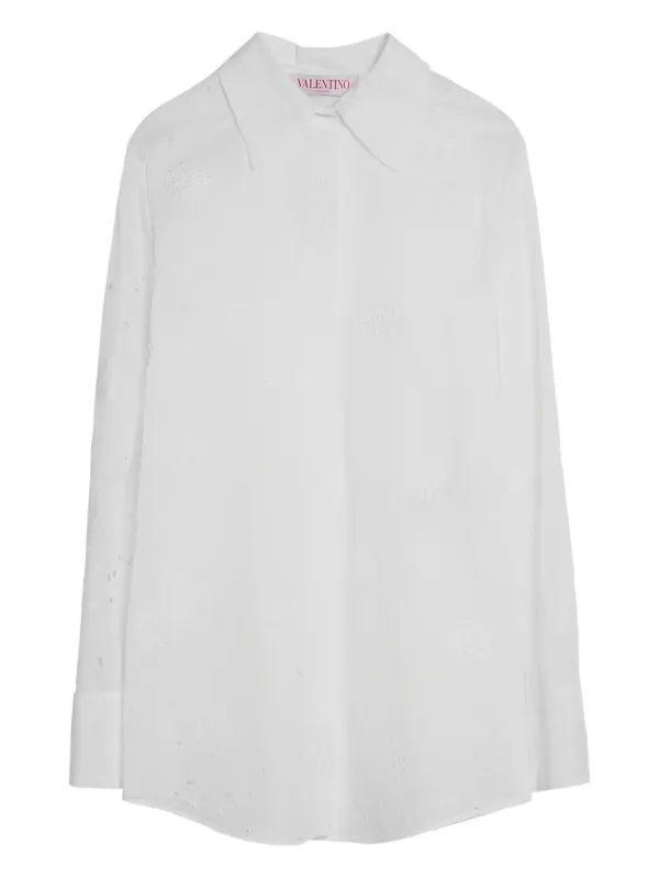 VALENTINO アイボリー レースシャツ 40 Valentino Garavani アイレットレース シャツ | ホワイト | FARFETCH JP