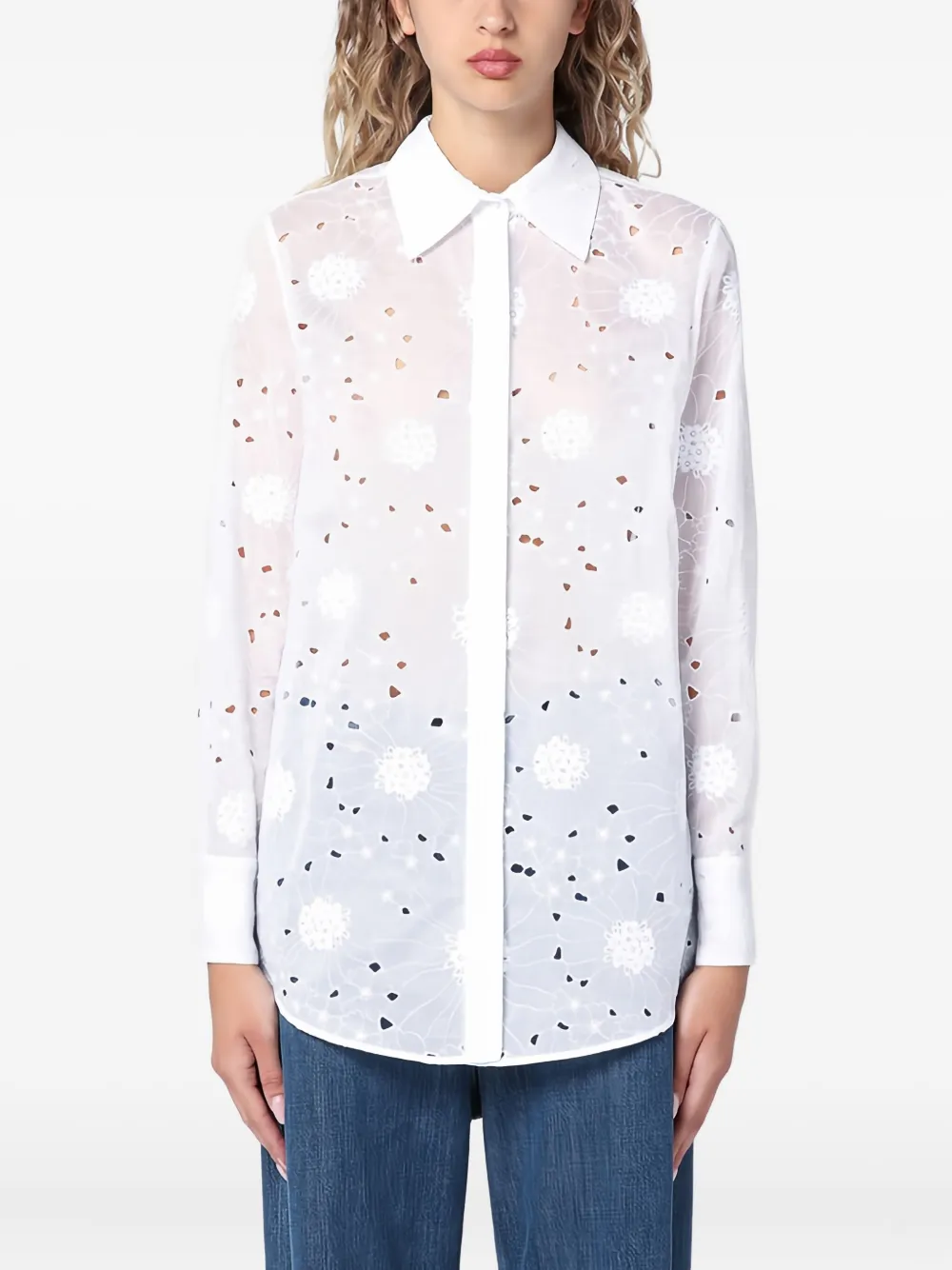 Valentino Garavani Broderie anglaise blouse Wit