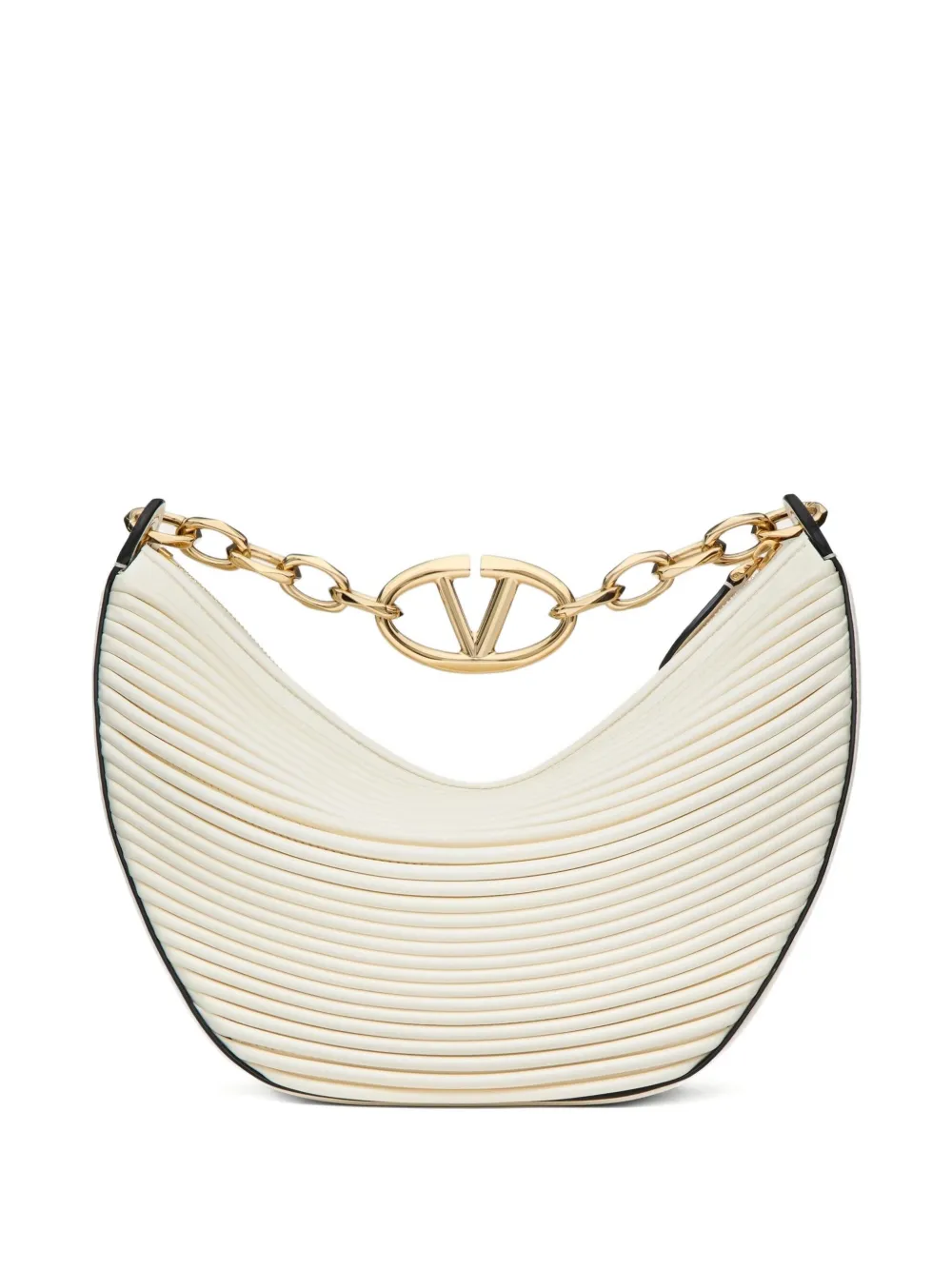 Valentino Garavani Vロゴ ムーン Hobo バッグ S - ホワイト Valentino Garavani Vロゴ ムーン Hobo バッグ S - ホワイト