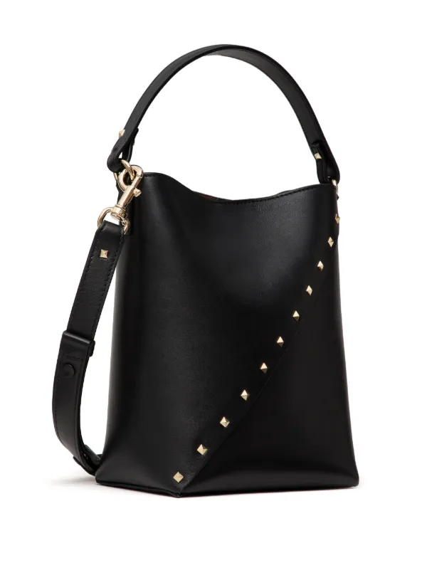 Valentino Garavani Rockstud Wispy Leather Bucket Bag Black FARFETCH UK