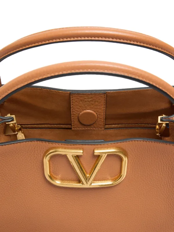 VALENTINO ブラウン モカシン 保存袋付き Valentino Garavani Medium Alltime Leather Tote Bag | Brown | FARFETCH