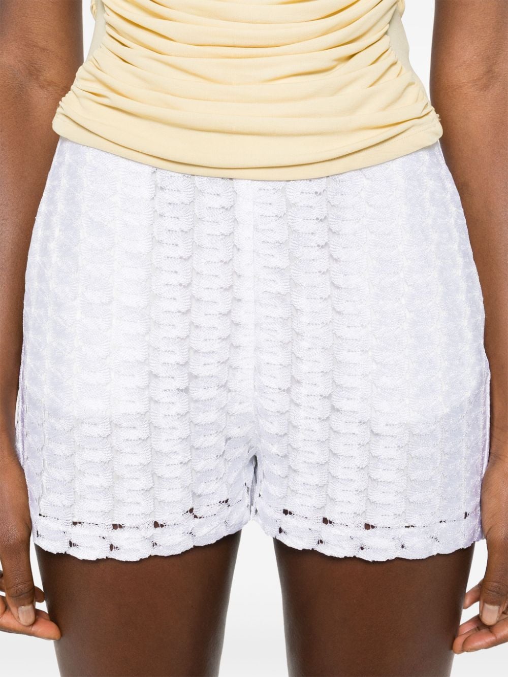 Shop Missoni Open-knit Shorts In Weiss