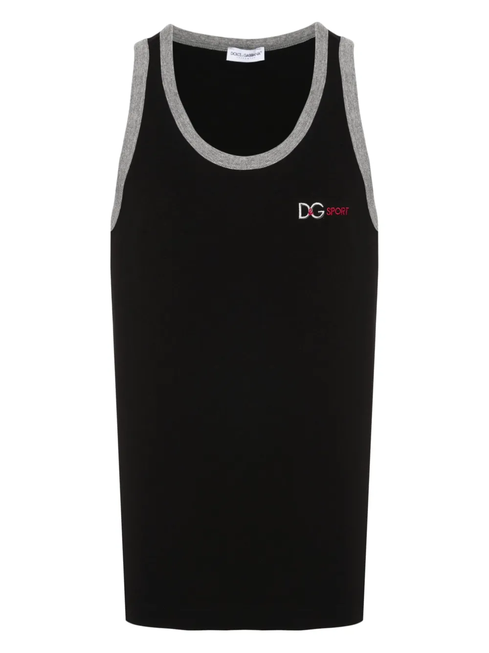 Shop Dolce & Gabbana Logo-embroidered Cotton Tank Top In Black