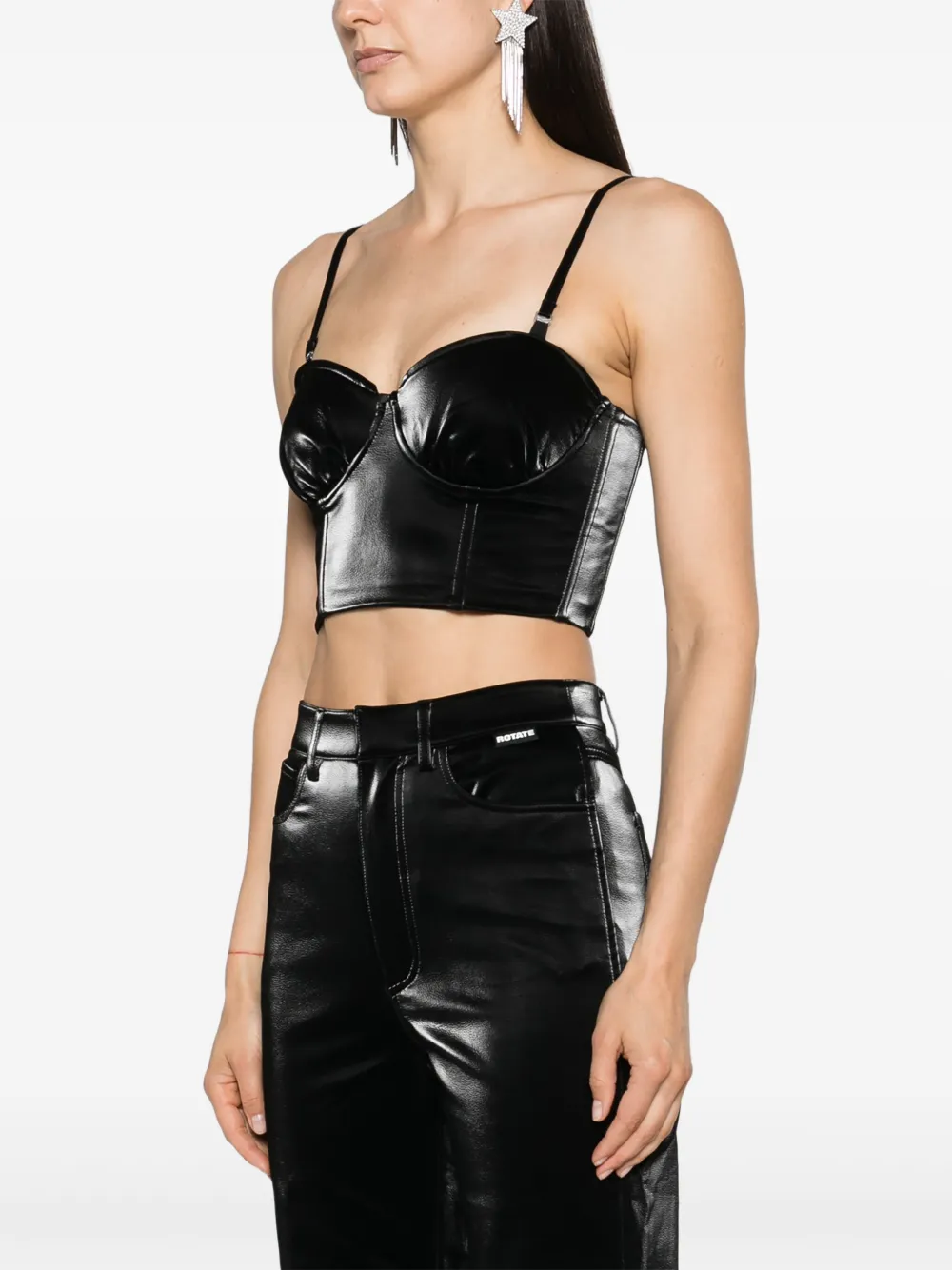 Cheap ROTATE BIRGER CHRISTENSEN coated corset crop top Women