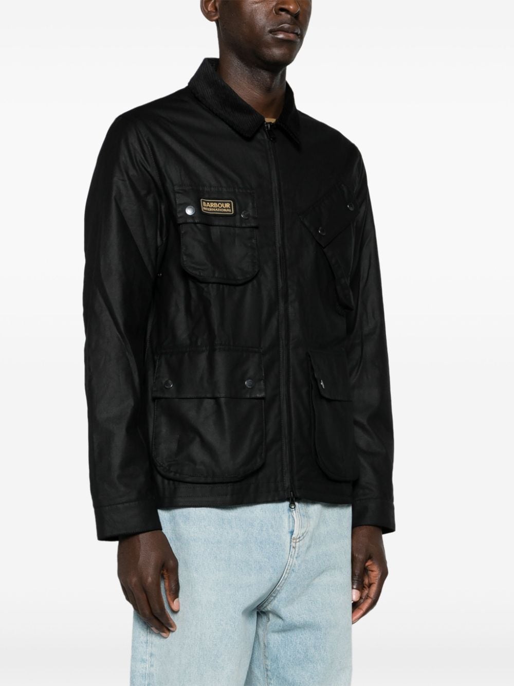 Shop Barbour International Sefton Cotton Military Jacket In Black