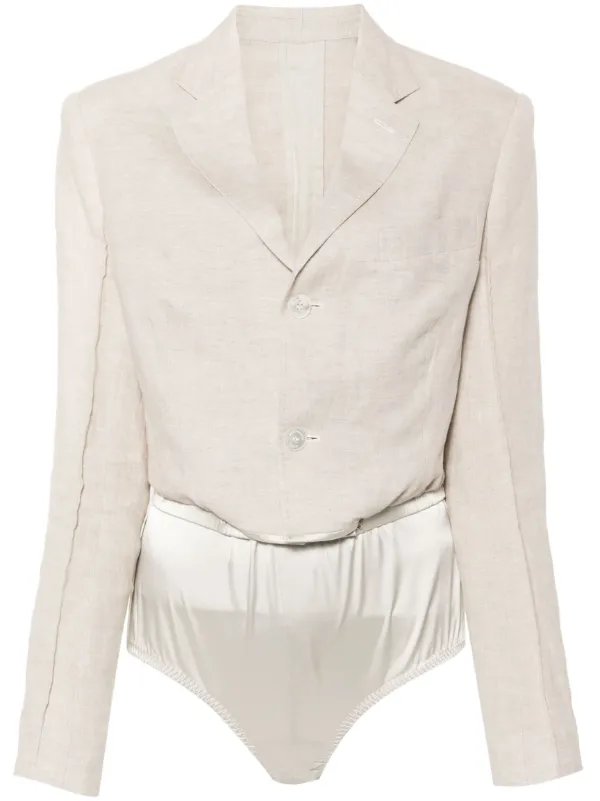 Bettter X Zegna Blazer-style Bodysuit in Neutrals