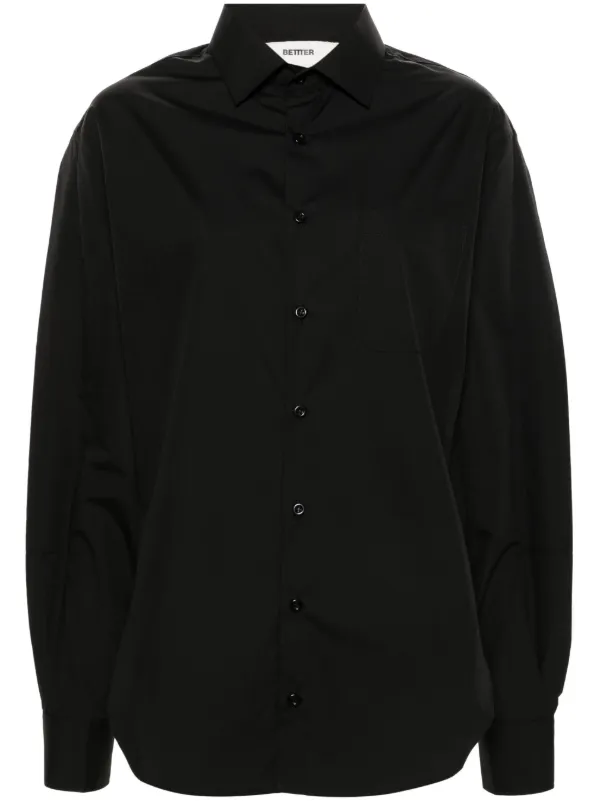 Bettter Asymmetric Poplin Shirt in Black
