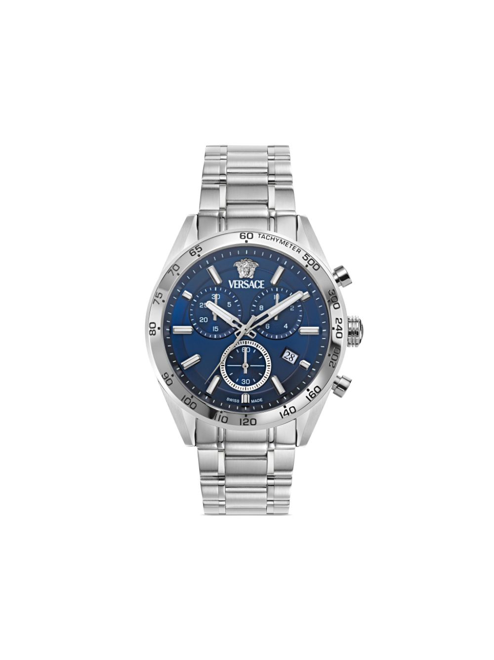 Shop Versace V-code Chronograph 41mm In Blue