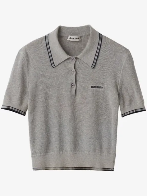 Miu Miu stripe-detail polo top