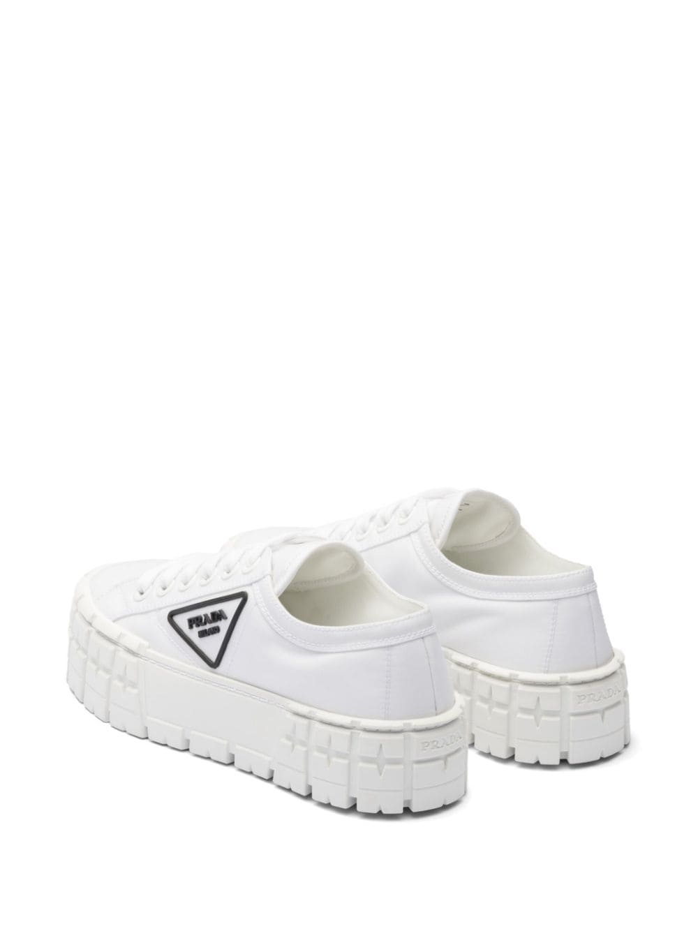 Shop Prada Double Wheel Flatform Sneakers In F0009 White