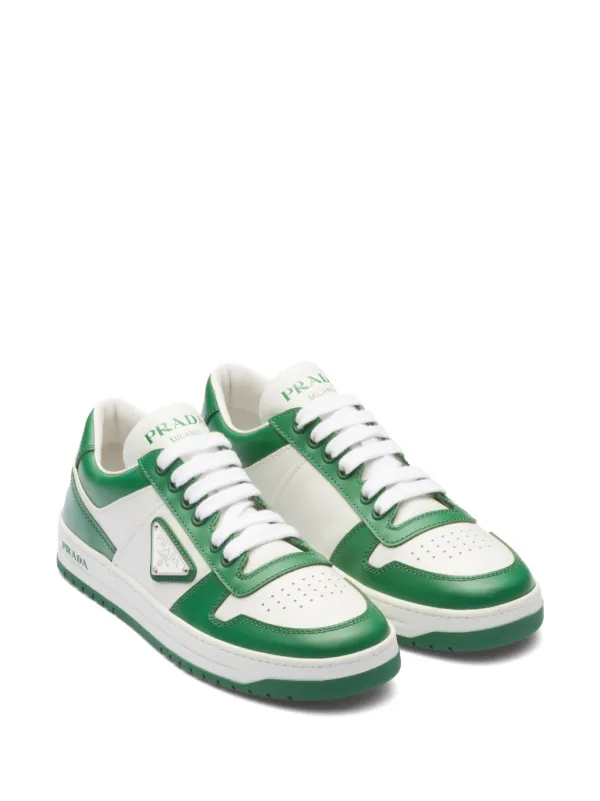 PRADA スニーカー 本革レザー ロゴ 軽量 お洒落 上品 Downtown PRADA プラダ スニーカー/DOWNTOWN LEATHER SNEAKERS【大きい