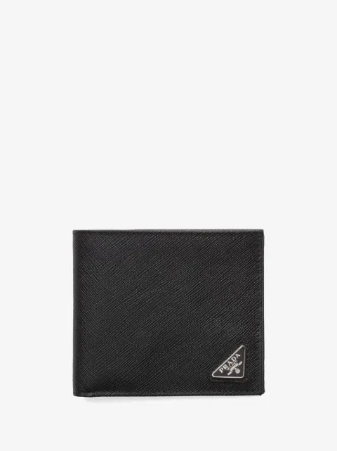 Prada triangle-logo bi-fold leather wallet