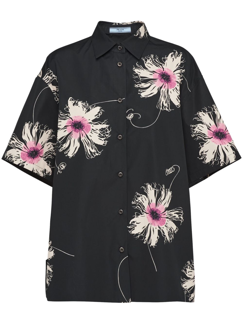 Image 1 of Prada short-sleeved printed poplin shirt