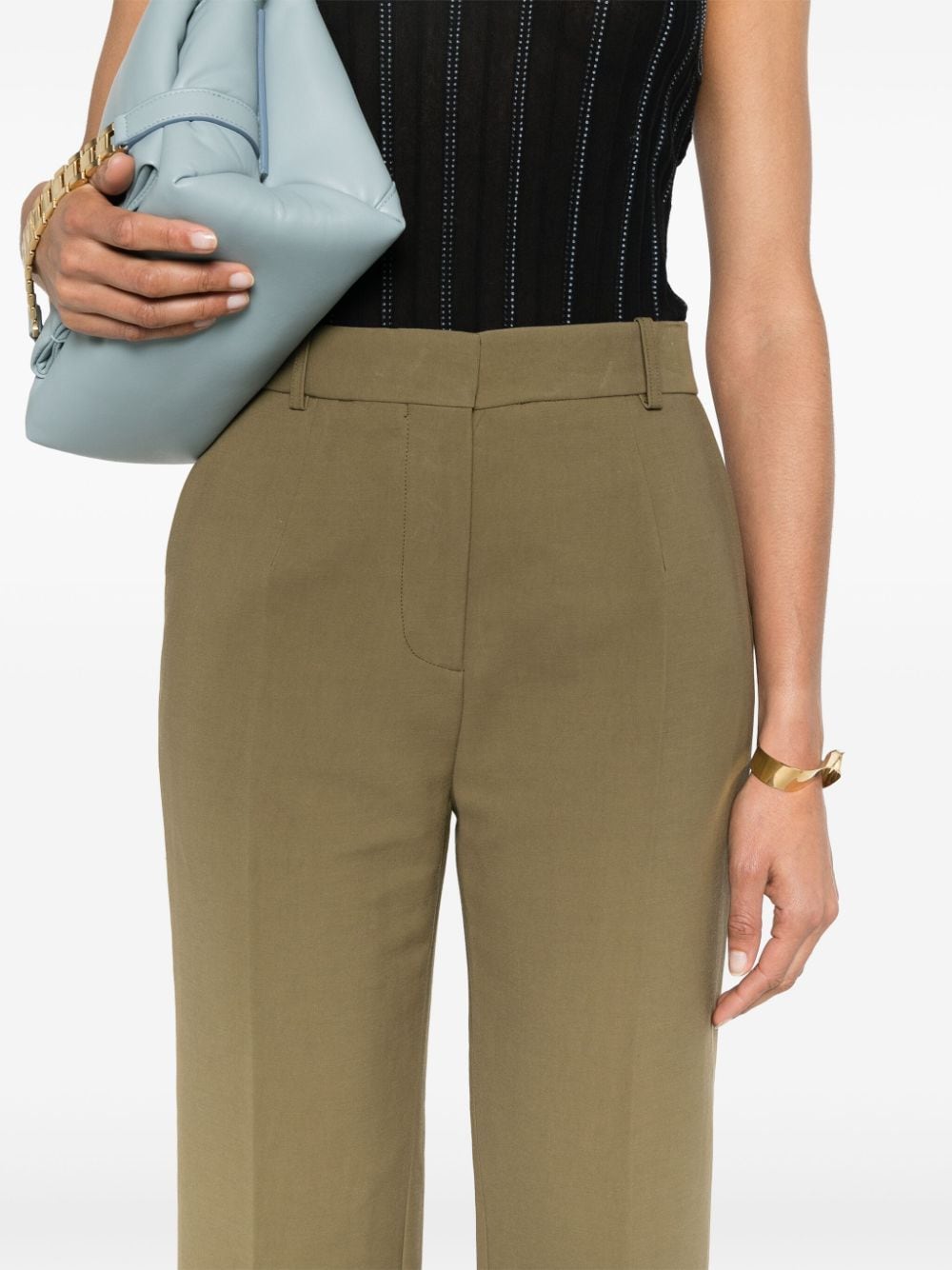 Shop Victoria Beckham Cropped Flared Trousers In 绿色