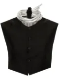 Yohji Yamamoto detachable-collar twill vest - Black