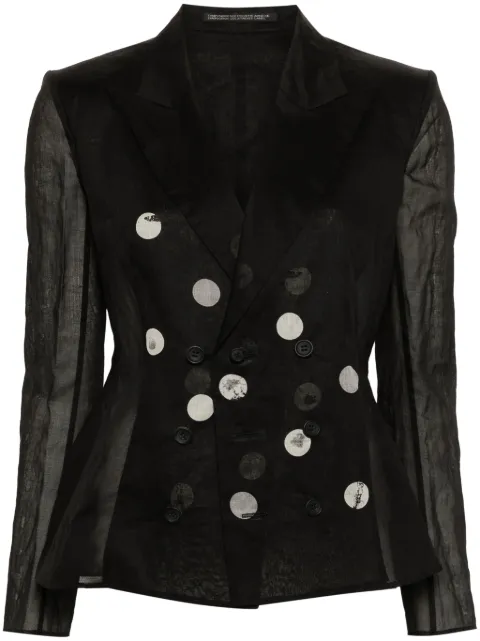 Yohji Yamamoto double-breasted semi-sheer blazer