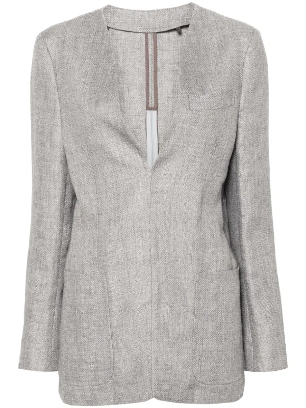 Bettter X Zegna Collarless V-neck Blazer in Grey