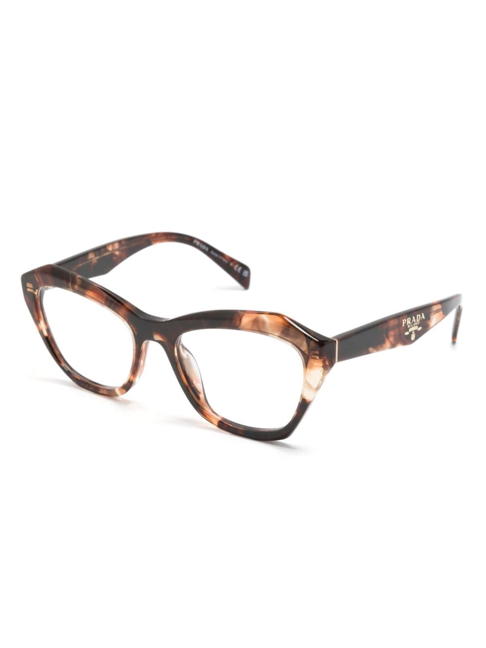 Shop Prada Tortoiseshell Cat-eye Glasses In Brown