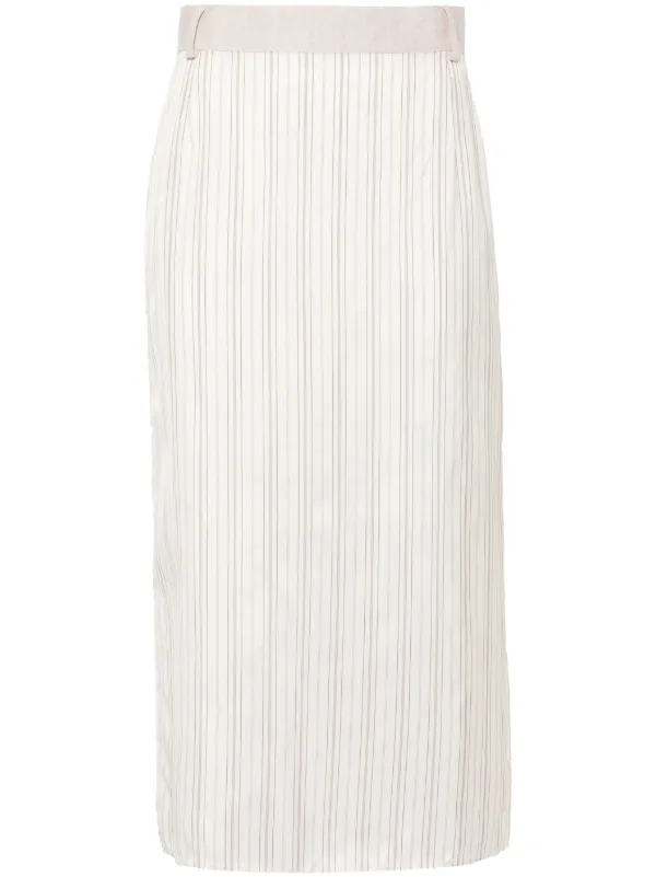 Bettter X Zegna Striped Midi Skirt in Neutrals
