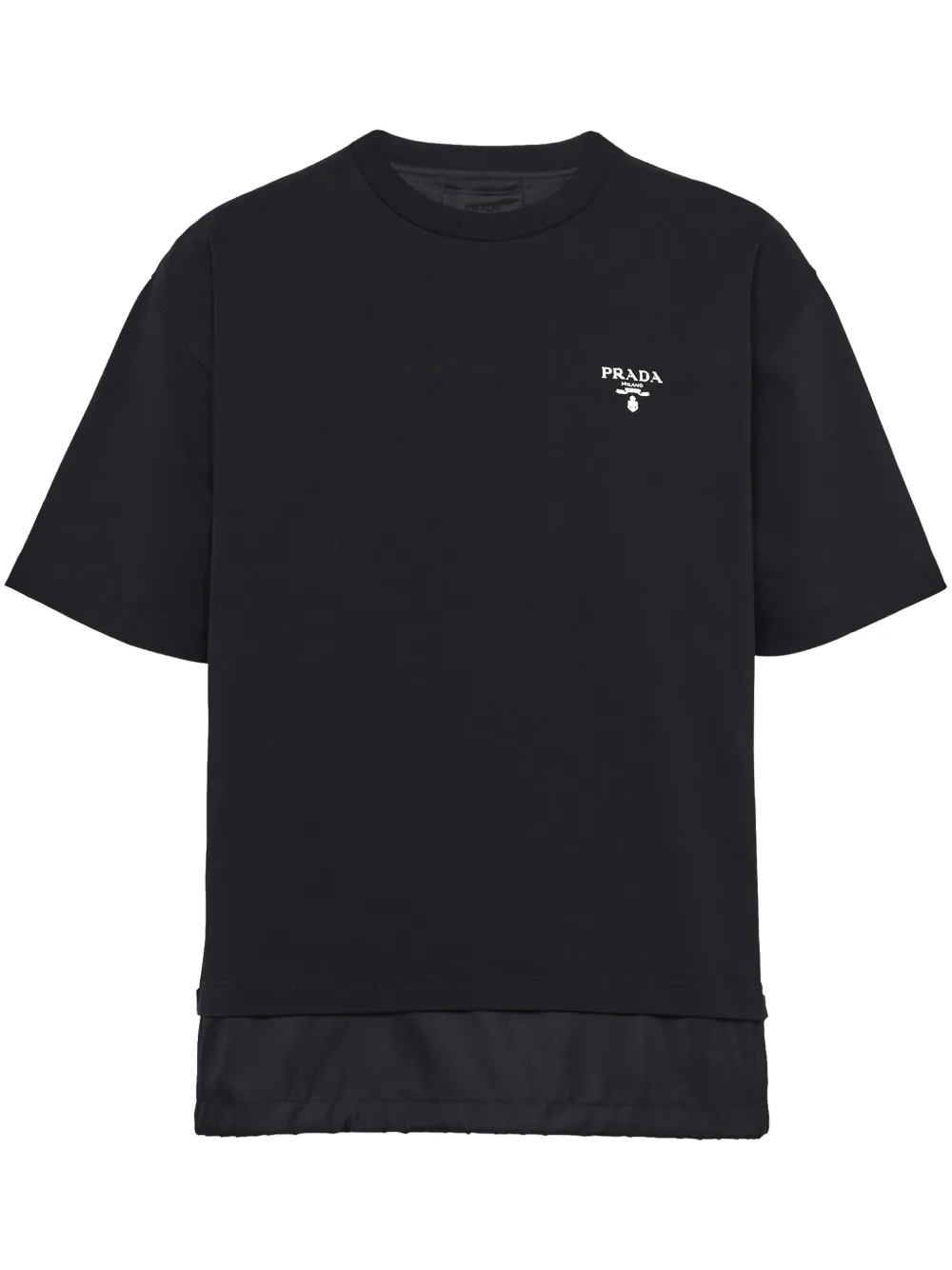 Prada Logo-print Layered-detail T-shirt In Black