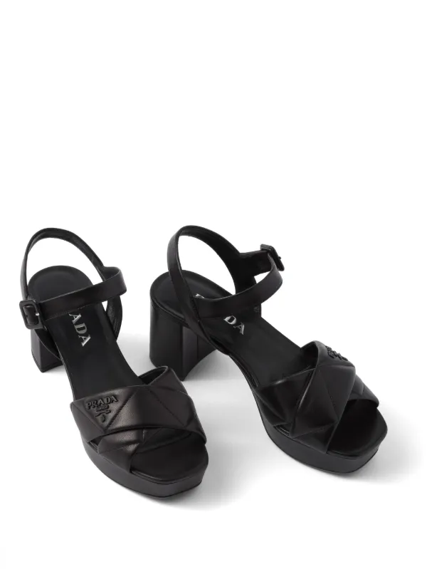 【PRADA】キルティングレザーサンダル Prada キルティング レザーサンダル | ブラック | FARFETCH JP