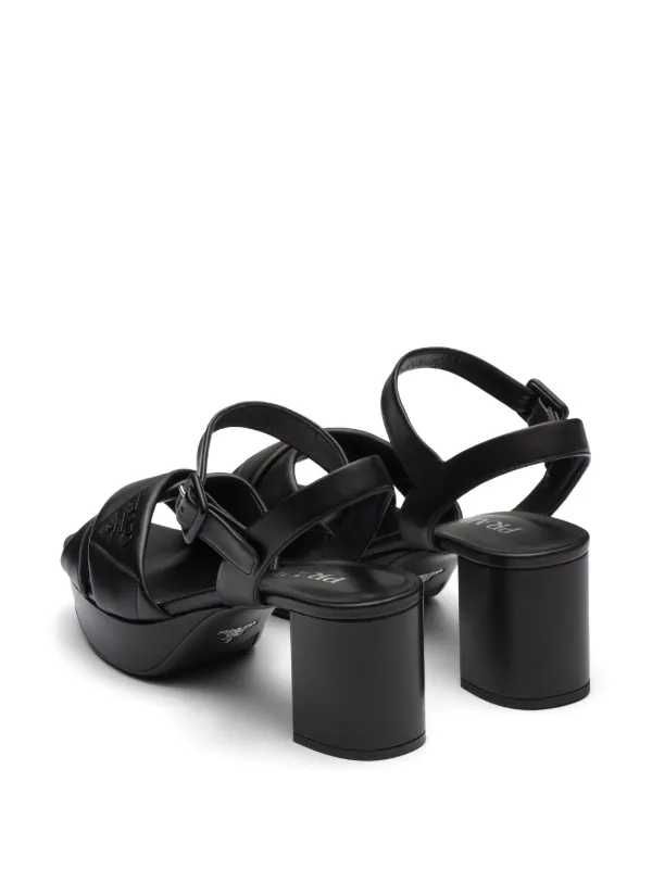 Prada 65mm Quilted Leather Sandals | Black | FARFETCH