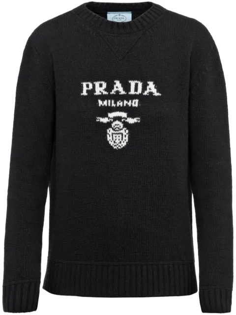 Prada logo-intarsia wool-cashmere jumper