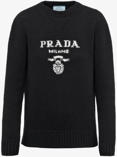 Prada suéter con cuello redondo y logo