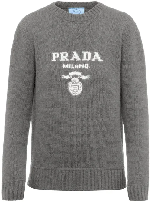 Pull en cachemire à logo intarsia - Prada - Modalova