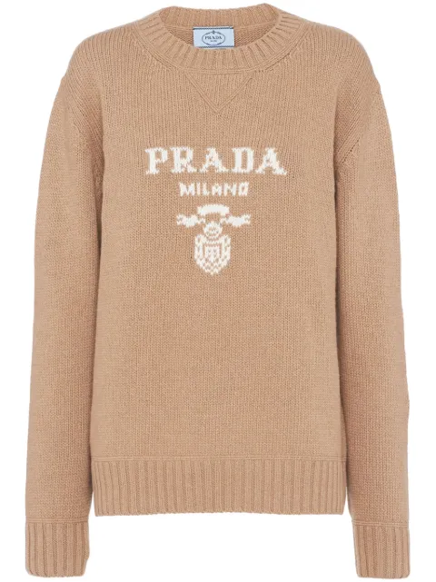 Prada suéter de cachemira con logo en intarsia