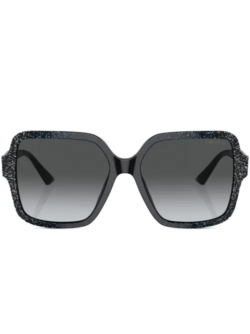 Lunettes de soleil pailletées à monture carrée - Jimmy Choo Eyewear - Modalova