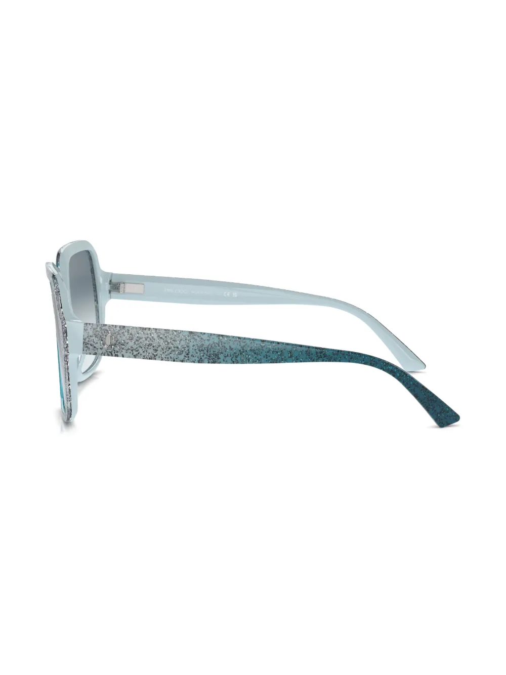 JIMMY CHOO GLITTER-EMBELLISHED SQUARE-FRAME SUNGLASSES