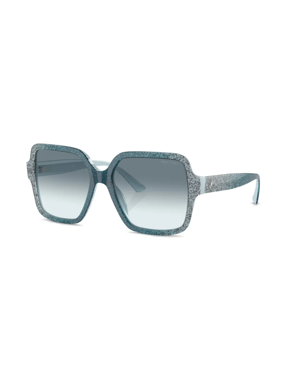JIMMY CHOO GLITTER-EMBELLISHED SQUARE-FRAME SUNGLASSES