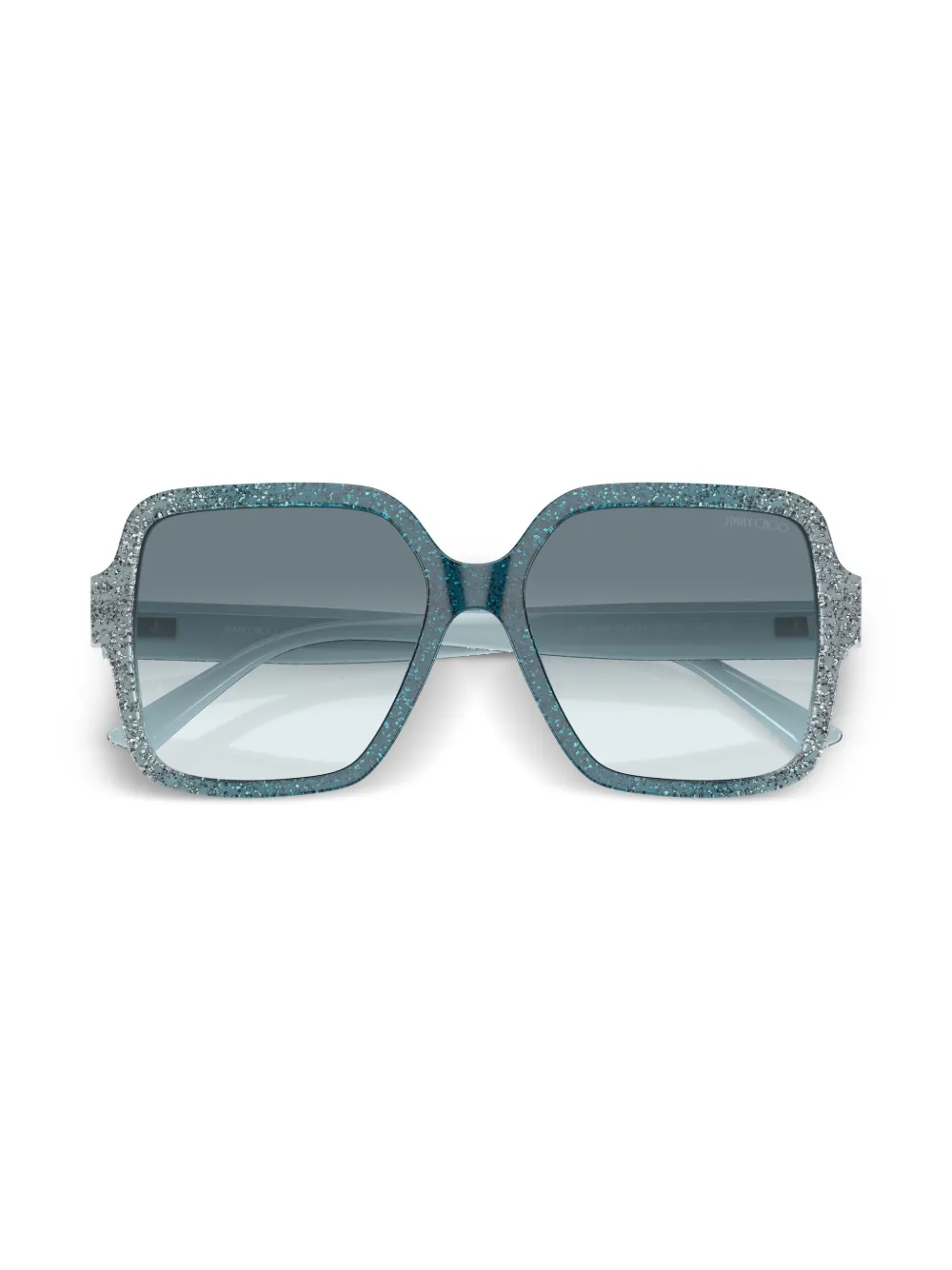 JIMMY CHOO GLITTER-EMBELLISHED SQUARE-FRAME SUNGLASSES