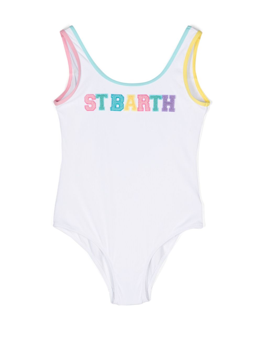 MC2 Saint Barth Kids Cara logo-lettering swimsuit - White