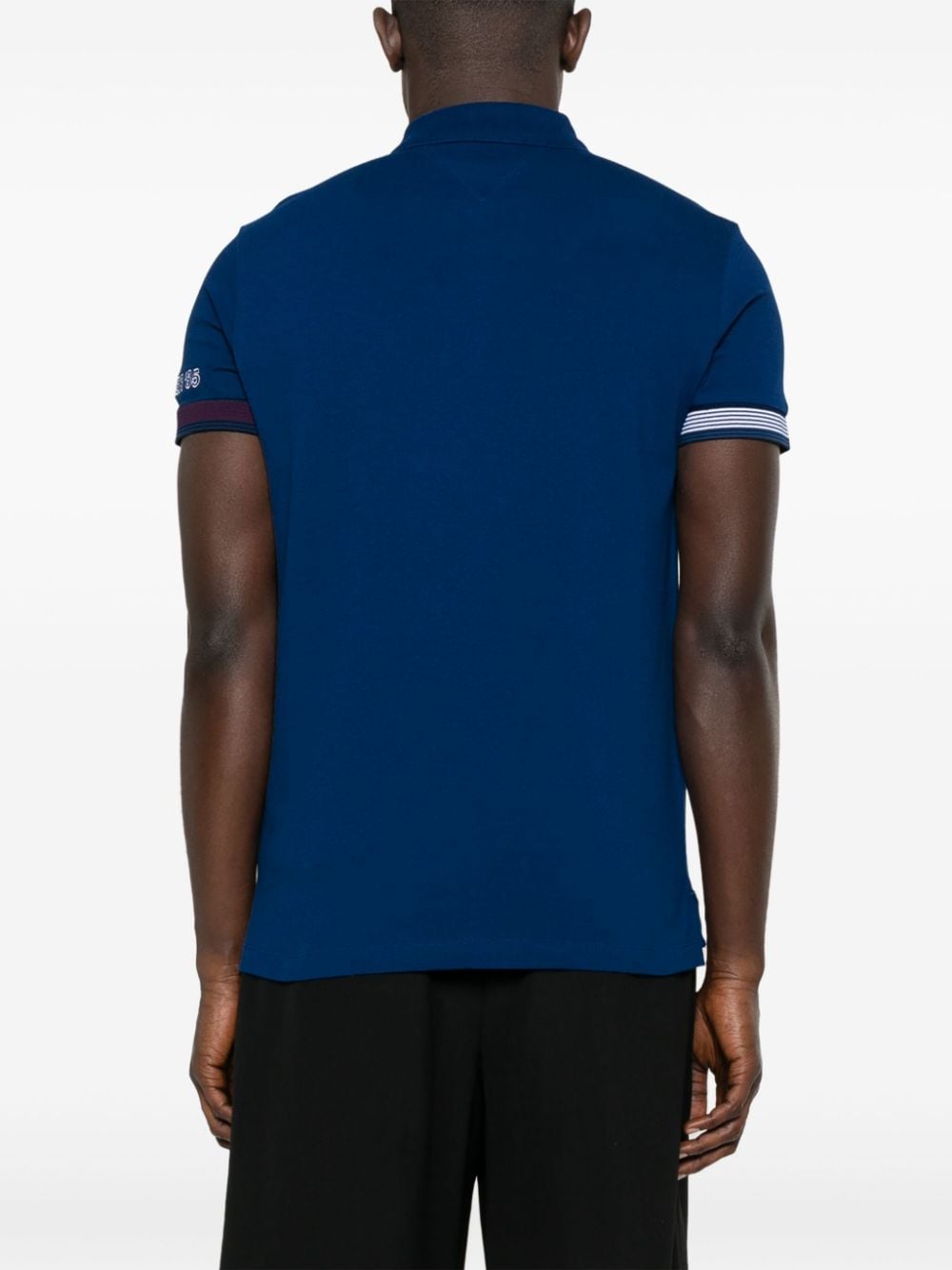 Shop Tommy Hilfiger Embroidered-logo Piqué Polo Shirt In Blue