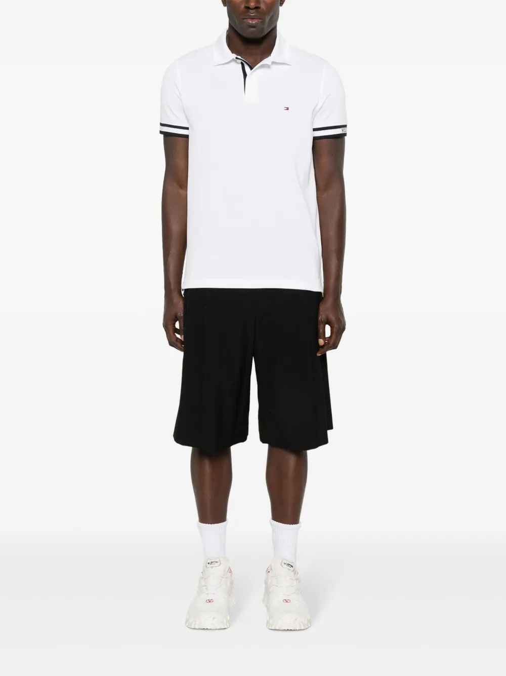 Tommy Hilfiger logo-tape detail cotton polo shirt - Wit