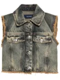 Sportmax Scire frayed denim waistcoat - Brown