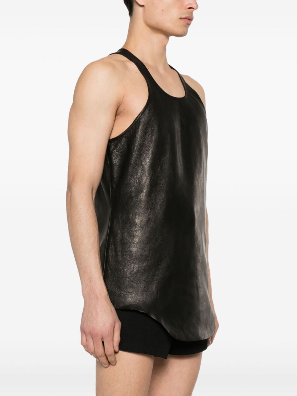 Shop Rick Owens Leather Tank Top In Black