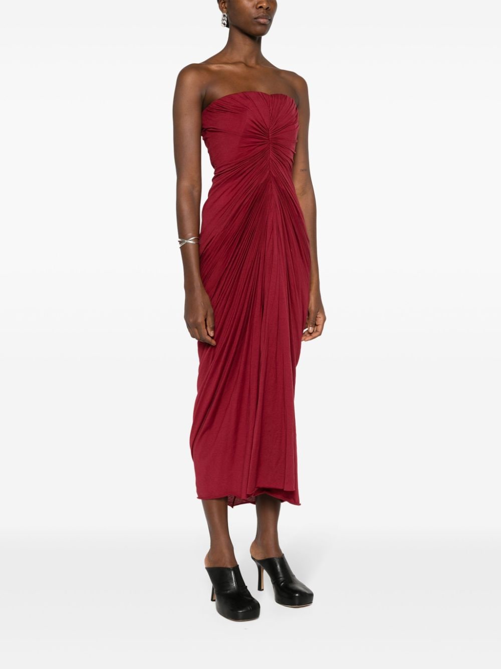 Shop Rick Owens Radiance Cotton Midi Dress In Red