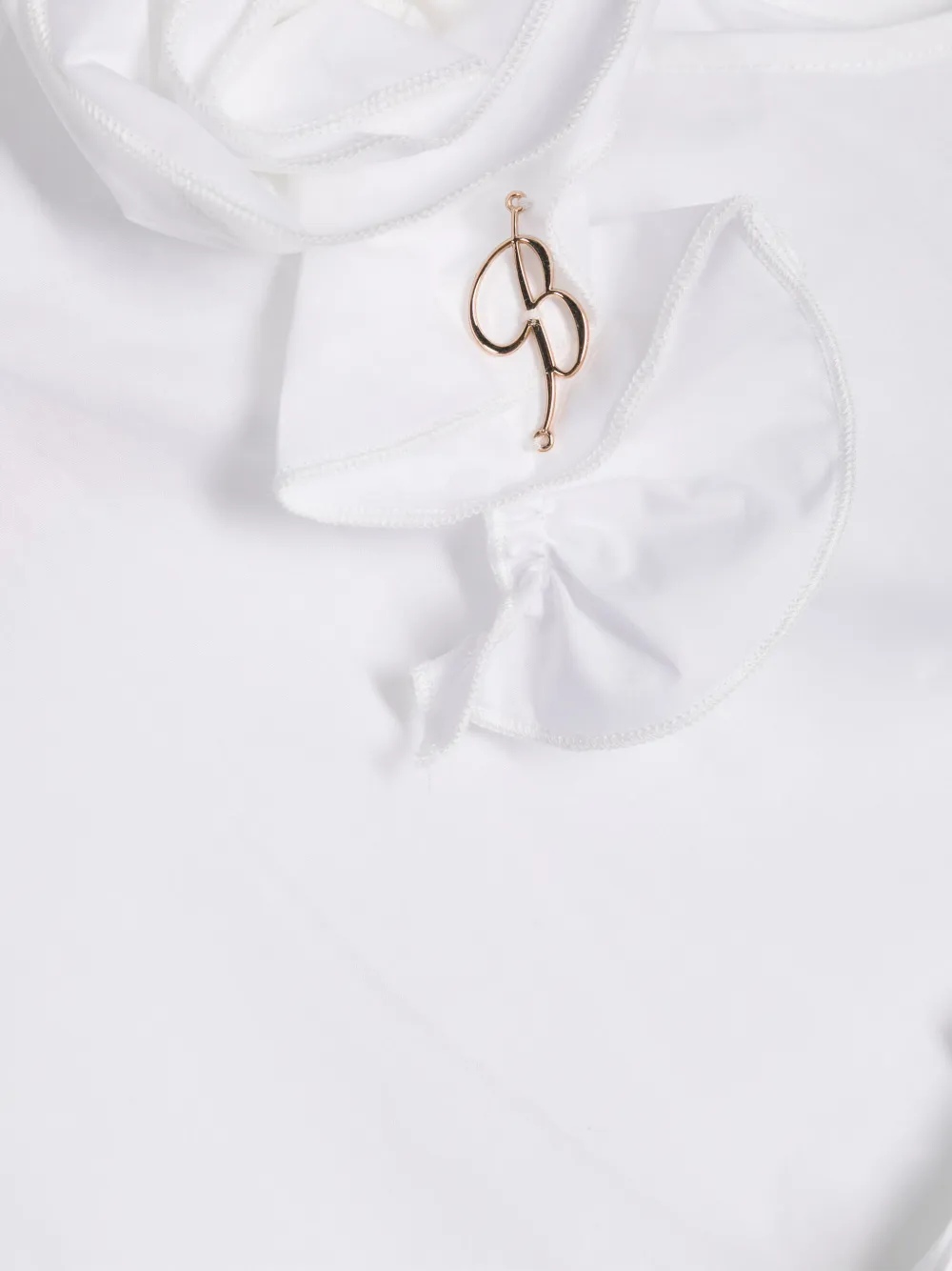 Miss Blumarine Popeline shirt met bloemapplicatie Wit