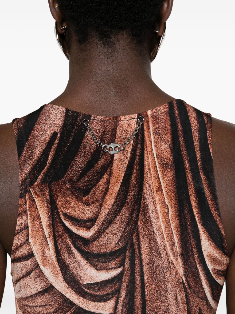 Shop Rabanne Graphic-print Jersey Maxi Dress In Brown