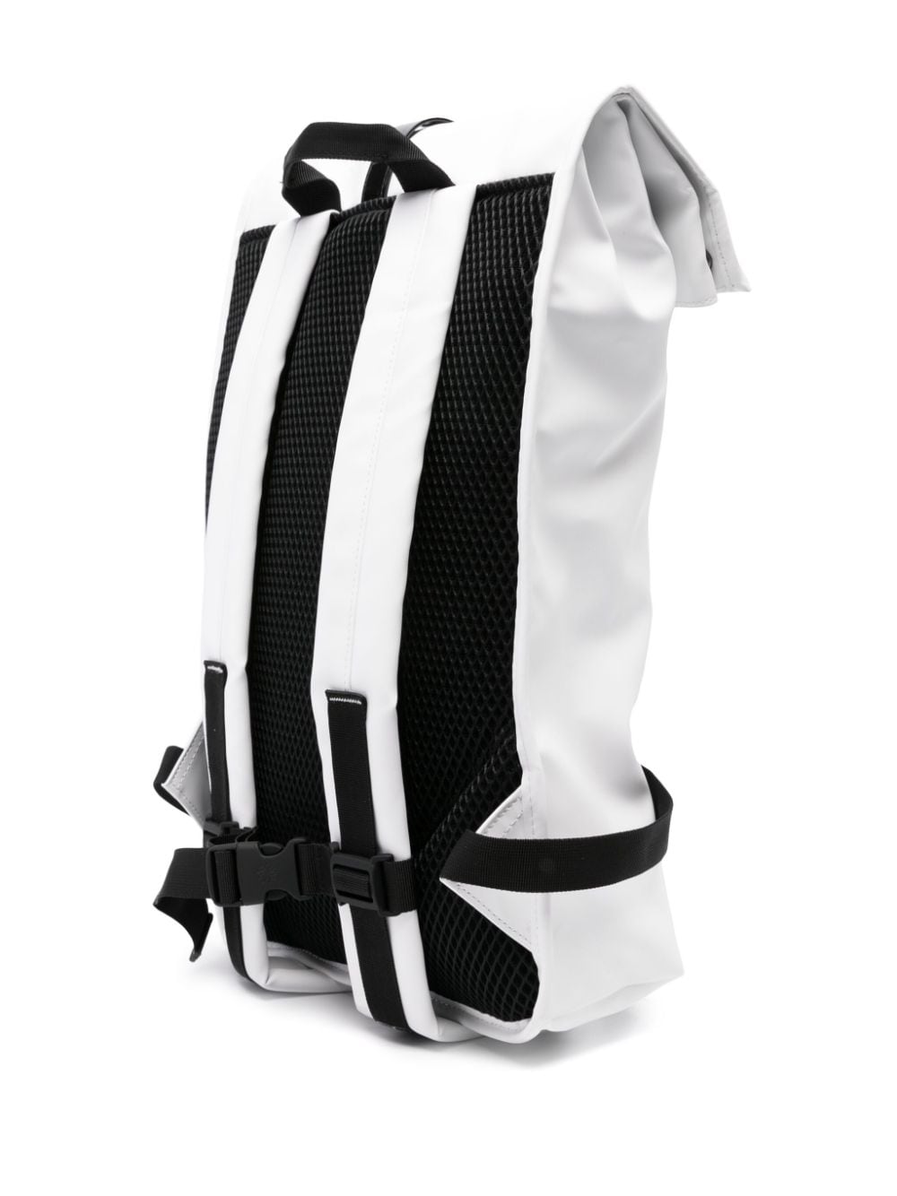 Shop Rains Rolltop Rucksack Contrast Backpack In White