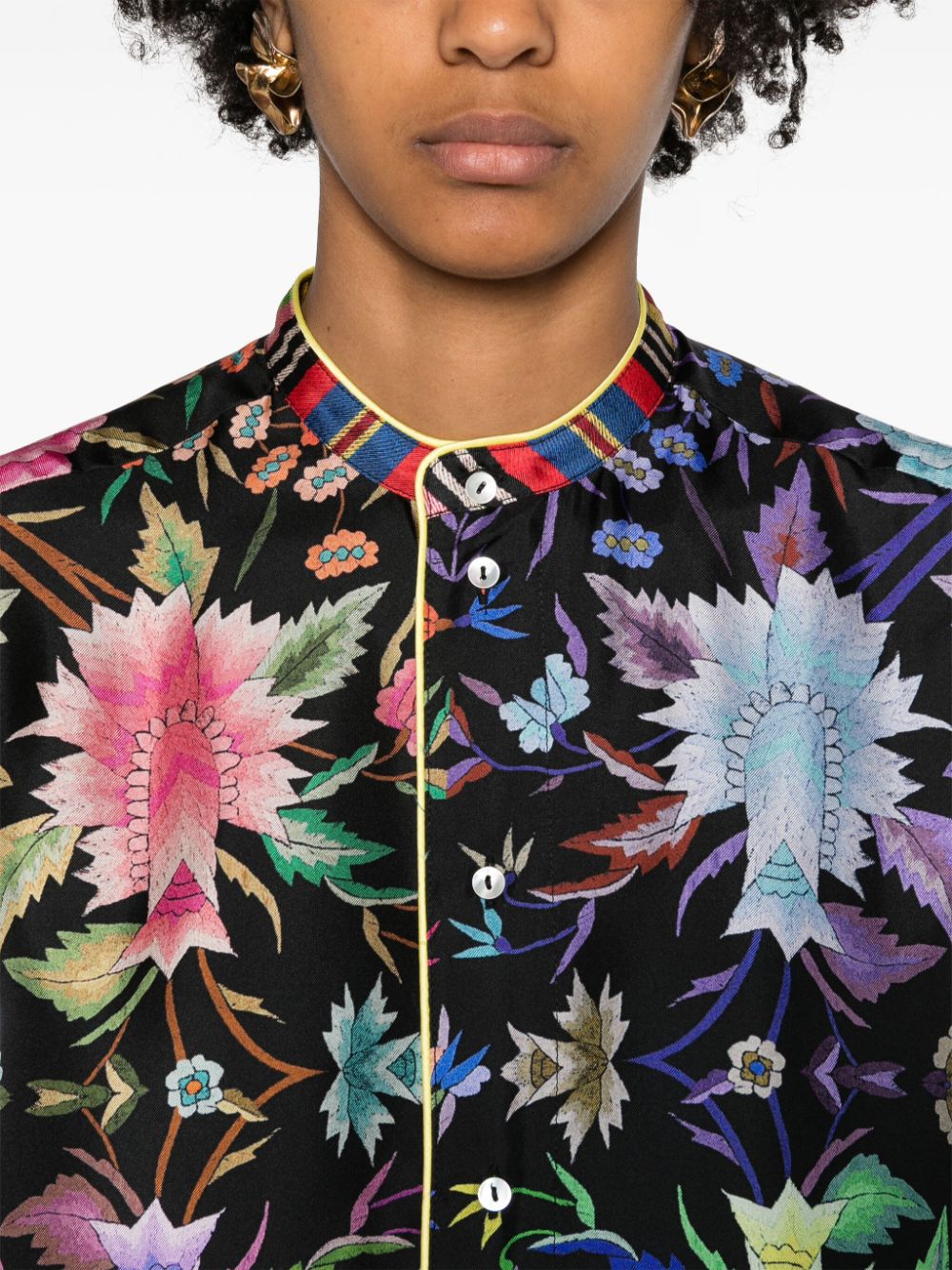 Pierre-Louis Mascia Zijden blouse met bloemenprint Zwart