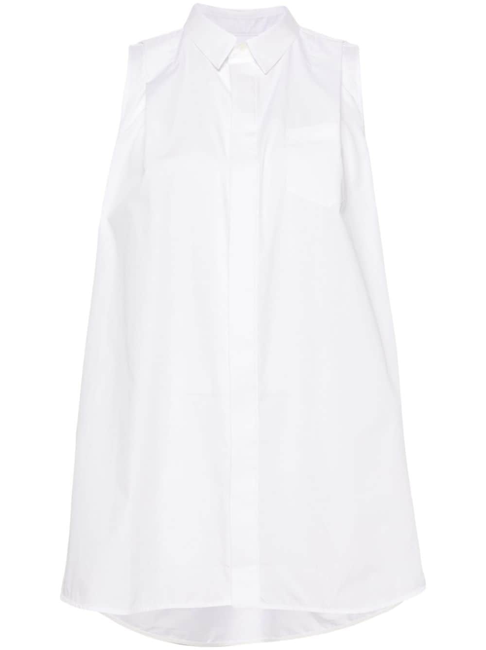 Shop Sacai Pleat-detail Cotton Minidress In White